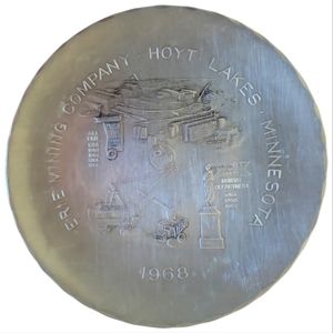 Vtg 1968 Stainless Steel Erie Mining Company Hoyt Lakes Minnesota Plate/Tray